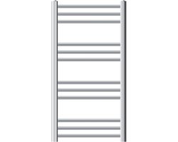 Elektrische badkamerradiator met verwarmingselement 600W 500x800 mm chroom rechte zijaansluiting & thermostaat LuxeBath