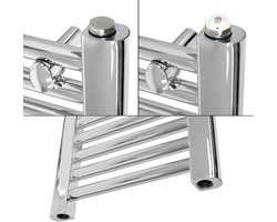 Elektrische badkamerradiator met verwarmingselement 900W 400x1200 mm Chroom recht met zijaansluiting & thermostaat Digitaal display LuxeBath