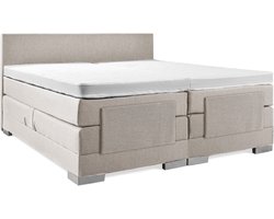Elektrische Boxspring - 120x200 - Incl. Glad hoofdbord - Beige met plint