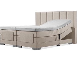 Elektrische Boxspring - 160x200 - Incl. verticaal hoofdbord - Beige met plint
