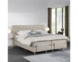Elektrische Boxspring Fiene - 140x200 cm - Pocketvering - Stof Beige