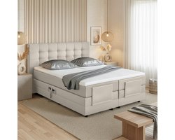 Elektrische Boxspring Fiene - 180x200 cm - Pocketvering - Stof Beige