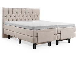 Elektrische Boxspring - Incl. Gecapitonneerd Hoofdbord - 2-Persoons - 180x200 cm - Beige - Zonder Plint
