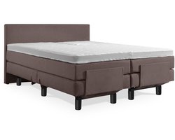 Elektrische Boxspring - Incl. Glad Hoofdbord - 1-Persoons - 90x200 cm - Bruin - Zonder Plint