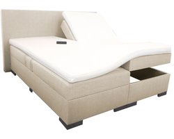 Elektrische Boxspring Milano - 160x200 cm - Heerlijke HR50 koudschuim topper - Kleur: zand