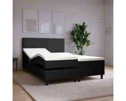 Elektrische Boxspring Simpel - 160 x 200 - Geweven Stof - Zwart - Inclusief Splittopmatras - Verstelbaar - Comfortabel en Praktisch - Elektrische bedbodem - Direct Leverbaar