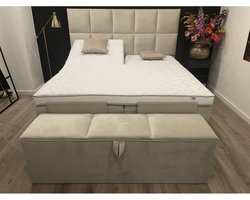 Elektrische Boxspring XXL 200x200 Lucca incl. Meegestofferde 7-zones Pocketvering matrassen & HR55 Micropocketvering splittopper.