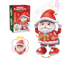 Elektrische Dansende Zingende Santa Claus 24 cm - Kerstpop met Lichten en Muziek voor Kerstversiering en Feest
