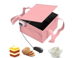 Elektrische Deegrijshulp - Zuurdesem Rijspakket - Instelbare Temperatuur en timer - Broodfermentatiebox - Verwarmd Rijsmandje voor Zuurdesem, Brood & Yoghurt - Verwarmde Lunchtas - Opvouwbaar - Roze