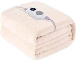Elektrische Deken met Automatische Uitschakeling en 6 Warmte-instellingen - Wasbare Flanel Deken voor Bed, 130 x 180 cm
