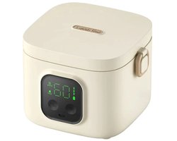 Elektrische Draadloze Lunchbox – Volwassenen & Onderweg – Wit – BPA-vrij Kunststof – 500 ml – LCD-Display – 1 Stuk – Watervrij & Oplaadbaar – Verwarmt tot 105°C