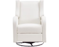 Elektrische fauteuil met draai- en schuiffunctie, draagkracht 250 lb, verstelbare stoel met draaibare en kantelbare functies, polyester bekleding voor woonkamer en slaapkamer, crèmewit