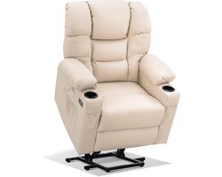 Elektrische fauteuil met opstaanfunctie en 3 motoren, verstelbare hoofdsteun, rugleuning en voetensteun