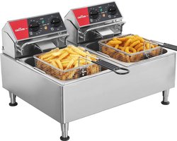 Elektrische Friteuse met Dubbele Tank en Roterende Kop - Professionele Keukenapparatuur