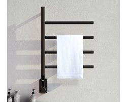 Elektrische handdoek radiator black met thermostaat