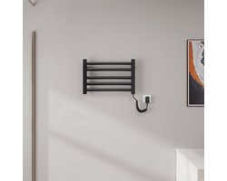 Elektrische handdoekradiator, elektrische handdoekwarmer voor de badkamer, winterhanddoekradiator, intelligente handdoekwarmer met constante temperatuur, zwart recht - 550 x 350 mm