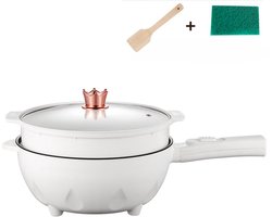 Elektrische Hapjespan Anti Aanbak Laag met Stomer Dubbele Vermogensregeling Voor Noodles Soep en Frituren 28CM