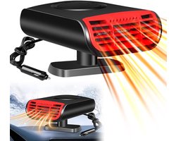 Elektrische Kachel - Auto Verwarming - Snelle Opwarming - Verwarmings - en Ventilatiefunctie - Compact en Lichtgewicht - Auto, Caravan en Camping - 12V 150W - Zwart - Rood