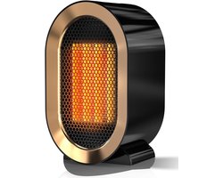 Elektrische kachel, draagbare energiebesparende ventilatorkachel voor binnen, draagbare ventilatorkachel met twee snelheden, geschikt voor kantoorgebruik, met instelbare functie, oververhittingsbeveiliging, donkerzwart.