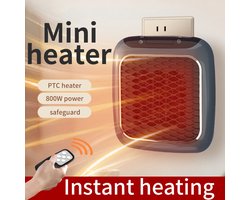 Elektrische kachels - Opladenbare Luchtverwarming met Afstandsbediening, Mini Keramische Blowerradiateur, Badkamer, Energiebesparing, Stil Verwarming, 800 W Verwarming met 12-Uur Timer, Thermostaat