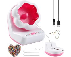 Elektrische kralen rotator-twee naalden-automatische kleverige kralen rotator-snel roterende kralen wever-sieraden maken-eenvoudige elektrische kralen kom rotator-DIY armband-ketting-roze stijl