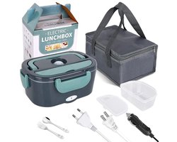Elektrische Lunchbox 1,5L – Verwarmbare Bento Box voor Auto, Vrachtwagen & Thuis – 12V/24V/220V – RVS Voedselcontainer met Snelle Verwarming