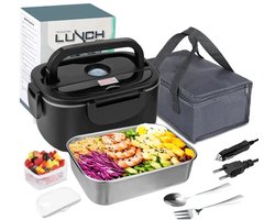 Elektrische Lunchbox 1,5L – Verwarmbare Bento Box voor Auto, Vrachtwagen & Thuis – 12V/24V/220V – RVS Voedselcontainer met Snelle Verwarming
