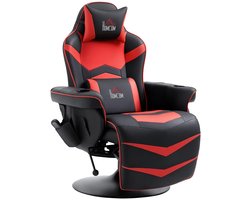 Elektrische Massagestoel - Gaming Stoel met Voetenbank - 150 Graden Kantelbaar - Draaibaar - Verstelbare Rugleuning - met Afstandsbediening - Relaxfauteuil - TV Stoel - Lig en trilfunctie - Rood