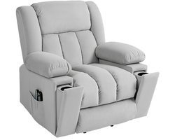 Elektrische Massagestoel - Massagefauteuil met Liftfunctie & Verwarmingsfunctie - Sta-opstoel - 8 Vibratiekoppen - Kantelbaar tot 135° - tot 150 kg - met Afstandsbediening - Relaxfauteuil - Relaxstoel - TV stoel - Grijs