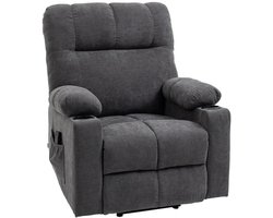 Elektrische Massagestoel - Massagefauteuil met Liftfunctie & Verwarmingsfunctie - Sta-opstoel - 8 Vibratiekoppen - Kantelbaar tot 135° - tot 150 kg - met Afstandsbediening - Relaxfauteuil - Relaxstoel - TV stoel - Donkergrijs