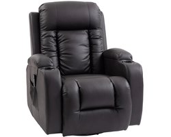 Elektrische Massagestoel - Massagefauteuil met Schommel-, Lig-, Verwarming en 360°-Draaifunctie - 8 Vibratiekoppen - 3 Standen - Kantelbaar tot 145° - tot 135 kg - met Afstandsbediening - Relaxfauteuil - Relaxstoel - TV stoel - Donkerbruin