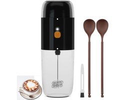 Elektrische Melkopschuimer en Koffiemolen - Automatische Melkopschuimer - 19.000 rpm Koffiemolen - Mini-schuim Koffiezetapparaat voor Cappuccino - Latte - Frappe - Hete Chocolade