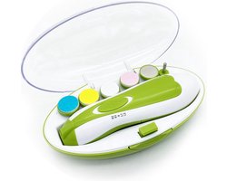 Elektrische Nagelvijl - Groen - Baby Nagelverzorging - Ook Voor Volwassenen - Veilig en Zacht voor Baby's - Inclusief 6 Diverse Vijl koppen incl. Polijstkop - Waterbestendig - Manicureset Baby - LED Licht - Baby Cadeau
