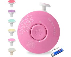 Elektrische Nagelvijl - Licht Roze - Veilig en Zacht voor Baby's - Inclusief 6 Diverse Vijl koppen incl. Polijstkop - Waterbestendig - 3-Stand Rotatie - Manicureset Baby - Nagelknipper - Polijsten - Babycadeau