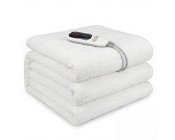 Elektrische Onderdeken 190x90 cm - 6 Warmtestanden - Instelbare Timer - Fleece Warmtedeken Elektrisch - Electrische Deken 1 Persoons - Wit - Silvergear