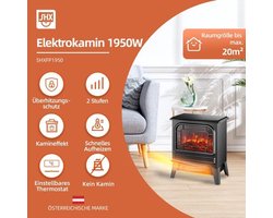 Elektrische Open Haard Vrijstaand - 1950 W Vermogen - Zwart Metaal - Met Led Vlameffect - Voor Binnengebruik
