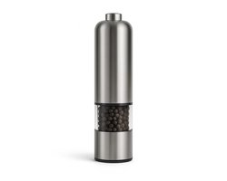 Elektrische pepermolen - RVS 22 cm - keramisch maalwerk - instelbare maalgraad - LED licht - éénhandige bediening - navulbaar 80 ml - voor peper en zout - 1 stuk zilver