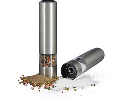 elektrische pepermolen - zoutmolen - 2-delige set - rvs