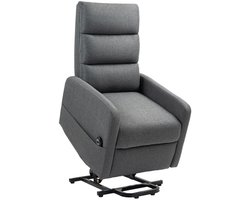 Elektrische Relaxfauteuil met Liftfunctie - Kantelbaar tot 135° - Verstelbare Rugleuning - tot 150 kg - met Afstandsbediening - Relaxstoel - Seniorenstoel - TV Stoel - Linnenlook - Grijs