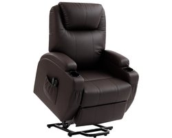 Elektrische Relaxfauteuil met Liftfunctie - Kantelbaar tot 150° - Verstelbare Rugleuning - tot 135 kg - met Afstandsbediening en Bekerhouder - Relaxstoel - Seniorenstoel - TV Stoel - Linnenlook - Bruin