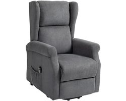 Elektrische Relaxfauteuil met Liftfunctie - Ligstoel - Kantelbaar tot 135° - Verstelbare Rugleuning - tot 200 kg - met Afstandsbediening, Voetensteun - Relaxstoel - TV Stoel - Linnenstof - Donkergrijs