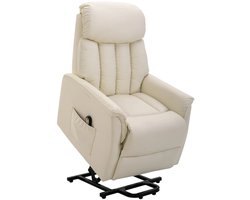 Elektrische Relaxfauteuil met Liftfunctie - Ligstoel - Seniorenstoel - Kantelbaar tot 145° - Verstelbare Rugleuning - tot 150 kg - met Afstandsbediening, Voetensteun - Relaxstoel - TV Stoel - Kunstleer - Beige