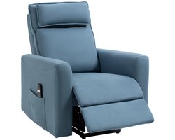 Elektrische Relaxfauteuil met Liftfunctie - Sta-opstoel - Seniorenstoel - Kantelbaar tot 135° - Verstelbare Rugleuning - tot 135 kg - met Afstandsbediening, Voetensteun - Relaxstoel - TV Stoel - Blauw