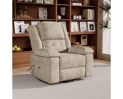 Elektrische Relaxfauteuil - met Massage- en Verwarmingsfunctie, Verticale Positioneringshulp, Voetsteun, Zakken, Massagestoel voor Slaapkamer, Woonkamer en Home Cinema (Bruin)