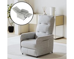 Elektrische Relaxfauteuil met Verstelbare Rugleuning en Zijvakken Lichtgrijs