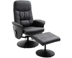 Elektrische Relaxfauteuil met Voetenbank - Massagestoel - 10 Massagepunten - 360° Draaibaar - Kantelbaar tot 145° - met Afstandsbediening - Verstelbare Rugleuning - tot 160 kg - Relaxstoel - TV Stoel - Loungestoel - Leesstoel - Kunstleer - Zwart