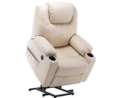 Elektrische relaxstoel met opstahulp, massage en verwarming - Crème