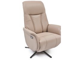 Elektrische Relaxzetel Napels - taupe - voorgemonteerd afgeleverd - draaibaar - leder - 2 motoren