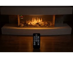 Elektrische Sfeerhaard met Schouw 120 x 45 cm – Vrijstaande Open Haard met 2000W Verwarming, LED Vlammen, Timer & Afstandsbediening – Realistisch Houtblok Effect – Modern Wit – Arqam