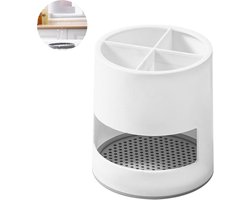 Elektrische Tandenborstelhouder - Met 4 Vakjes - Snelle Drainage - Tandenborstel Bakje - Badkamer Organizer - Vrijstaand - Badkamer Accessoires - Tandenborstel - Tandenborstelhouder - Tandenborstel Houder En Tandpasta Houder - Wit